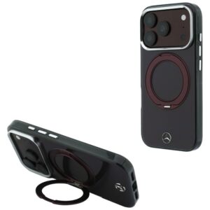 Dėklas Mercedes Ring Stand Iconic Logo MagSafe, skirtas iPhone 18 Pro / 17 Pro, bordo spalvos