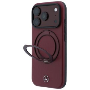 Dėklas Mercedes Leather su žiediniu stovu MagSafe, skirtas iPhone 18 Pro / 17 Pro, bordo spalvos - Image 2