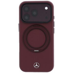 Dėklas Mercedes Leather su žiediniu stovu MagSafe, skirtas iPhone 18 Pro Max / 17 Pro Max, bordo spalvos - Image 3