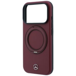 Dėklas Mercedes Leather su žiediniu stovu MagSafe, skirtas iPhone 18 Pro Max / 17 Pro Max, bordo spalvos - Image 6