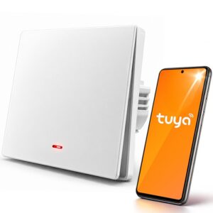 Qoltec 52719 Išmanusis 1 grupės šviesos jungiklis | WiFi | Laikmatis | Tuya | Išmanusis gyvenimas | Balta