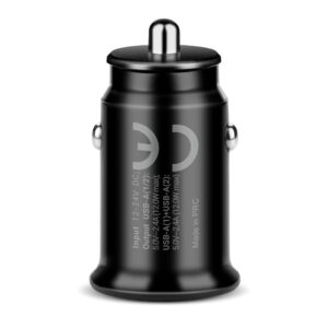 Automobilinis įkroviklis 2× USB 12 W, juodas + 1 m USB-C laidas - Image 2