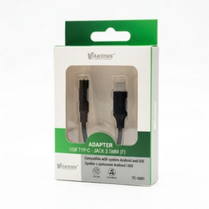 Vakoss TC-5681“ ausinių adapteris, C tipo, mini lizdas, 3,5 mm, juodas - Image 2
