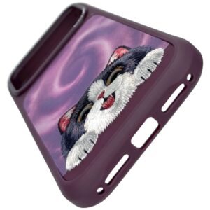 Dėklas Nimmy Big Eyed Lying Cream Cat MagSafe, skirtas iPhone 18 Pro Max / 17 Pro Max, violetinis - Image 2