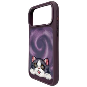 Dėklas Nimmy Big Eyed Lying Cream Cat MagSafe, skirtas iPhone 18 Pro Max / 17 Pro Max, violetinis - Image 3
