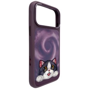 Dėklas Nimmy Big Eyed Lying Cream Cat MagSafe, skirtas iPhone 18 Pro Max / 17 Pro Max, violetinis - Image 4