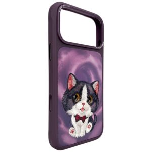 Dėklas Nimmy Big Eyed Cream Cat, skirtas iPhone 18 Pro Max / 17 Pro Max, violetinis - Image 3