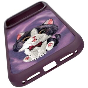 Dėklas Nimmy Big Eyed Cream Cat, skirtas iPhone 18 Pro Max / 17 Pro Max, violetinis - Image 4