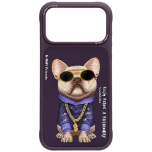 Dėklas Nimmy Glasses Cool Dog, skirtas iPhone 18 Pro Max / 17 Pro Max, violetinis