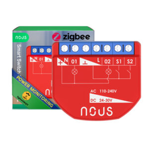 Išmani relė / jungiklis su sauso kontakto jungtimis, 2 kanalų, su galios matavimu ZigBee 2MQTT, TUYA - Image 1