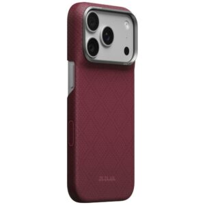 Dėklas PITAKA Edge Argyle MagSafe, skirtas iPhone 18 Pro / 17 Pro, bordo spalvos
