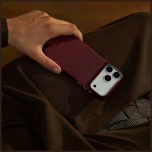 Dėklas PITAKA Edge Argyle MagSafe, skirtas iPhone 18 Pro / 17 Pro, bordo spalvos - Image 10