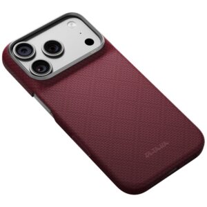 Dėklas PITAKA Edge Argyle MagSafe, skirtas iPhone 18 Pro / 17 Pro, bordo spalvos - Image 3