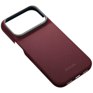 Dėklas PITAKA Edge Argyle MagSafe, skirtas iPhone 18 Pro / 17 Pro, bordo spalvos - Image 4