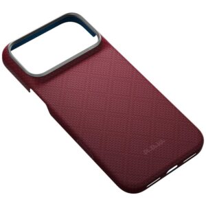 Dėklas PITAKA Edge Argyle MagSafe, skirtas iPhone 18 Pro Max / 17 Pro Max, bordo spalvos - Image 6