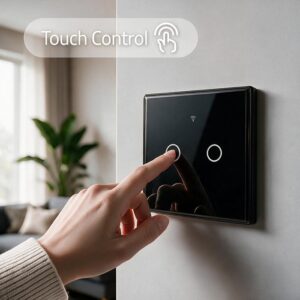 Qoltec 52712 Išmanusis lietimui jautrus 2 klavišų šviesos jungiklis | WiFi | Laikmatis | Tuya | Išmanusis gyvenimas | Grūdintas stiklas | Juodas - Image 3