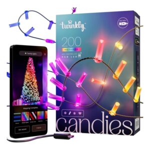 „Twinkly Candies“ LED Kalėdų eglutės žibintai TWKC200RGB-G Žvakės forma
