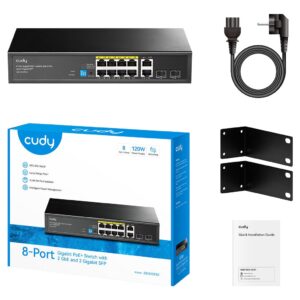 Cudy GS1010PS2 tinklo komutatorius Ne-valdomas Gigabit Ethernet (10/100/1000) Maitinimas per Eternetą (PoE) Juoda - Image 2