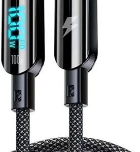 Vakoss TC-U560“ USB-C į USB-C laidas su skaitmeniniu ekranu, 100 W, 1,5 m, juodas