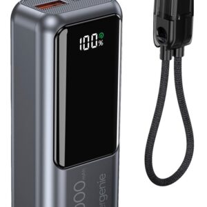 Gembird PB10-PD20-LCD-02 Kompaktiška greito įkrovimo išorinė baterija su LCD ekranu, 20 W, 10000 mAh, pilkos spalvos