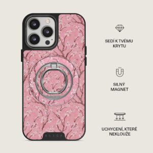 Burga magnetinis žiedas-laikiklis, sidabrinis - Sakura - Image 3