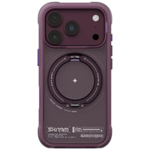Dėklas Skinarma Atlas MagSafe + besisukantis stovas, skirtas iPhone 18 Pro / 17 Pro, bordo spalvos