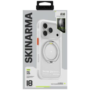 Dėklas Skinarma Atlas MagSafe + besisukantis stovas, skirtas iPhone 18 Pro / 17 Pro, baltas - Image 7