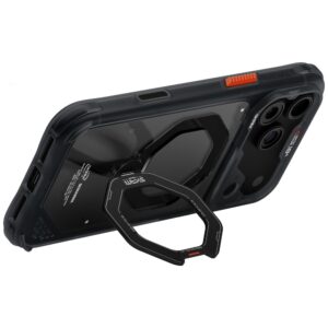 Dėklas Skinarma Saturn MagSafe + besisukantis stovas, skirtas iPhone 18 Pro / 17 Pro, juodas - Image 4
