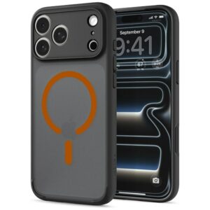 Spigen Ultra Hybrid Mag MagSafe dėklas, skirtas iPhone 18 Pro Max / 17 Pro Max, juodas-oranžinis - Image 10
