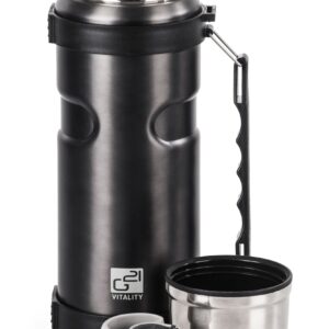 Termoso buteliukas G21 gėrimui, 1000ml, plieninis pilkas su rankena - Image 2