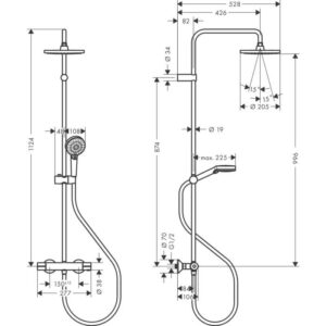 Termostatinė dušo sistema Hansgrohe Vernis Blend 200 1jet EcoSmart, 26089670, juoda matinė - Image 2