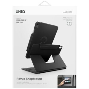 Dėklas UNIQ Rovus Snapmount Magnetic 360 besisukantis nuimamas, skirtas iPad Air 13" M2/M3 (2024/2025), juodas - Image 10