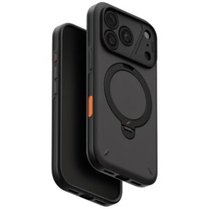 Dėklas UNIQ Elix, skirtas iPhone 18 Pro / 17 Pro, su 360° besisukančiu stovu, pilkas