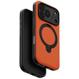 Dėklas UNIQ Elix, skirtas iPhone 18 Pro / 17 Pro, su 360° besisukančiu stovu, oranžinis