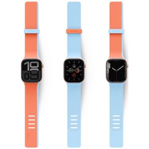 UNIQ Revix IV dvipusis magnetinis dirželis Apple Watch 40/41/42 mm oranžinis-mėlynas - Image 3