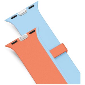 UNIQ Revix IV dvipusis magnetinis dirželis Apple Watch 40/41/42 mm oranžinis-mėlynas - Image 4
