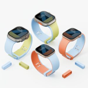 UNIQ Revix IV dvipusis magnetinis dirželis Apple Watch 40/41/42 mm oranžinis-mėlynas - Image 6