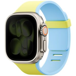 UNIQ Revix IV dvipusis magnetinis dirželis Apple Watch Series 44/45/46/49mm laimo žalios ir mėlynos spalvos