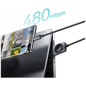 USAMS SJ821 U113 greitojo įkrovimo 100W USB-C į USB-C laidas + belaidis laikrodžio įkroviklis 1.2 m juodas - Image 6
