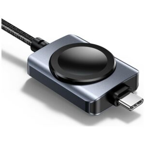 USAMS SJ821 U113 greitojo įkrovimo 100W USB-C į USB-C laidas + belaidis laikrodžio įkroviklis 1.2 m juodas