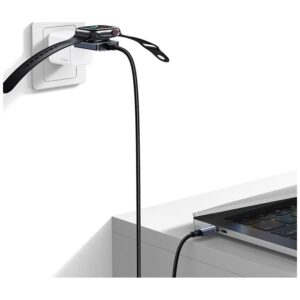 USAMS SJ821 U113 greitojo įkrovimo 100W USB-C į USB-C laidas + belaidis laikrodžio įkroviklis 1.2 m juodas - Image 9