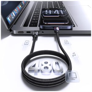 USAMS Al-Alloy SJ815 U110 RGB greitojo įkrovimo 60W USB-C į Lightning laidas 1.2 m juodas - Image 3