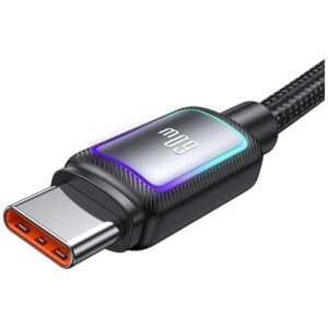 USAMS Al-Alloy SJ815 U110 RGB greitojo įkrovimo 60W USB-C į Lightning laidas 1.2 m juodas - Image 8