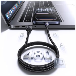 USAMS Al-Alloy SJ817 U110 RGB greitojo įkrovimo 100W USB-A į USB-C laidas 1.2 m juodas - Image 5