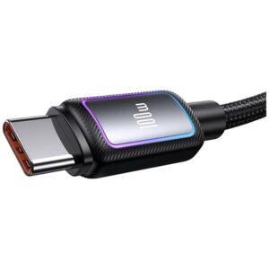 USAMS Al-Alloy SJ817 U110 RGB greitojo įkrovimo 100W USB-A į USB-C laidas 1.2 m juodas - Image 4