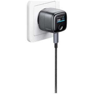 USAMS CC338 T75 65W GaN išmanusis skaitmeninis greitasis įkroviklis USB-C sieninis įkroviklis tamsiai pilkas - Image 5