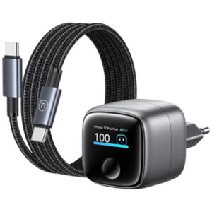 USAMS CC338 T75 65W GaN išmanusis skaitmeninis greitasis įkroviklis USB-C sieninis įkroviklis tamsiai pilkas - Image 8