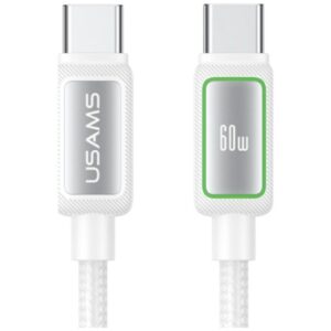 USAMS Al-Alloy SJ815 U110 RGB greito įkrovimo 60W USB-C į Lightning laidas 1.2 m juodas