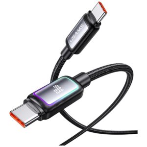USAMS Al-Alloy SJ815 U110 RGB greito įkrovimo 60W USB-C į Lightning laidas 1.2 m juodas - Image 2