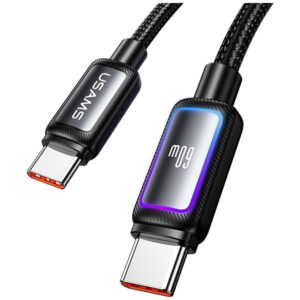 USAMS Al-Alloy SJ815 U110 RGB greito įkrovimo 60W USB-C į Lightning laidas 1.2 m juodas - Image 3